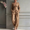 Women's Long Sleeve Polyester Casual Suit Pants for Autumn in Grey Black Apricot and Brown
