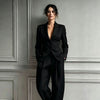 Women's Long Sleeve Polyester Casual Suit Pants for Autumn in Grey Black Apricot and Brown