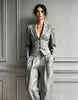 Women's Long Sleeve Polyester Casual Suit Pants for Autumn in Grey Black Apricot and Brown