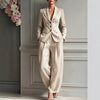 Women's Long Sleeve Polyester Casual Suit Pants for Autumn in Grey Black Apricot and Brown