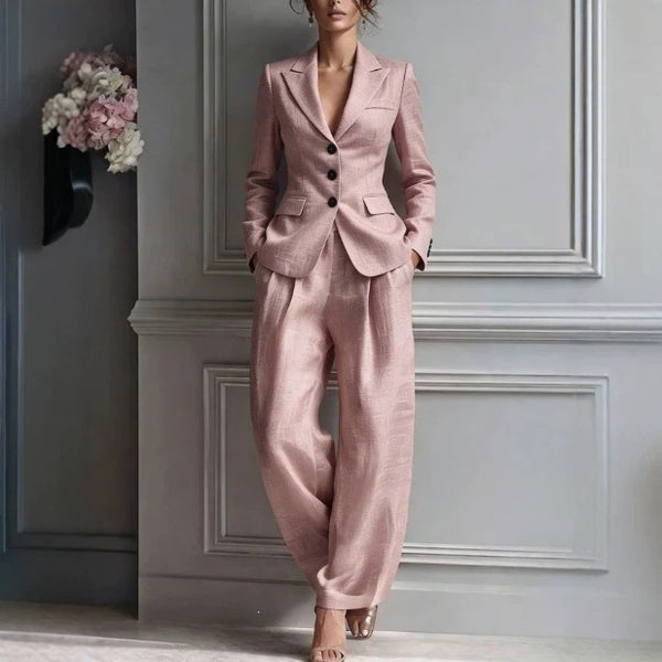 Women's Long Sleeve Polyester Casual Suit Pants for Autumn in Grey Black Apricot and Brown