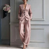 Women's Long Sleeve Polyester Casual Suit Pants for Autumn in Grey Black Apricot and Brown