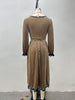 Women's Velvet-Style Evening Dress, Square Neck, Lace Trim and Long Sleeves