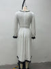 Women's Velvet-Style Evening Dress, Square Neck, Lace Trim and Long Sleeves