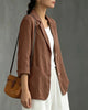 Women's Cotton Blazer, Washed Finish, Two-Button Front and Long Sleeves