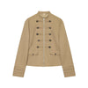 Women's Slim Fit Stand Collar Long Sleeve Zipper Polyester Blazer with Buttons European American Style for Summer in White Black Khaki