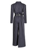 Women's Long Sleeve Polyester Pants with Folds and Stripes for Casual Office Style in Elegant Loose Fit