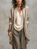 Women's Loose Fit Long Sleeve Round Neck Solid Color Polyester Casual Pants for Everyday Wear in Black Red