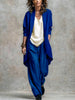 Women's Loose Fit Long Sleeve Round Neck Solid Color Polyester Casual Pants for Everyday Wear in Black Red