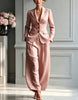 Women's Solid Color Polyester Long Sleeve Simple European American Style Pants for Casual Wear in Pink