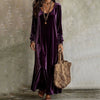 Women's Velvet-Style Long Dress, Long Sleeves and Flowing Silhouette