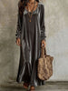 Women's Velvet-Style Long Dress, Long Sleeves and Flowing Silhouette