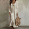 Women's Velvet-Style Long Dress, Long Sleeves and Flowing Silhouette