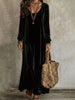 Women's Velvet-Style Long Dress, Long Sleeves and Flowing Silhouette