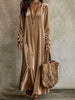 Women's Velvet-Style Long Dress, Long Sleeves and Flowing Silhouette
