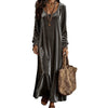 Women's Velvet-Style Long Dress, Long Sleeves and Flowing Silhouette