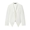 Women's Slim Fit Polyester Solid Color Suit Collar Long Sleeve Single Breasted Button Down Refined Style Jacket in White Black Pink Red
