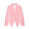 Women's Slim Fit Polyester Solid Color Suit Collar Long Sleeve Single Breasted Button Down Refined Style Jacket in White Black Pink Red