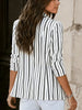 Women's Printed Blazer, Heart and Stripe Options, Lapel Collar and Single-Button Front