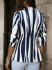 Women's Printed Blazer, Heart and Stripe Options, Lapel Collar and Single-Button Front