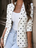 Women's Printed Blazer, Heart and Stripe Options, Lapel Collar and Single-Button Front