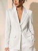 Women's Solid Color Polyester Suit Collar Long Sleeve Perspective Casual Office Office Jacket for Work in Black White