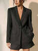 Women's Solid Color Polyester Suit Collar Long Sleeve Perspective Casual Office Office Jacket for Work in Black White
