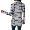Women's Polyester 3D Effect Collar One Button Long Sleeve Cardigan with Pocket Office Style in Blue Red Gray