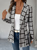 Women's Polyester 3D Effect Collar One Button Long Sleeve Cardigan with Pocket Office Style in Blue Red Gray