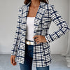 Women's Polyester 3D Effect Collar One Button Long Sleeve Cardigan with Pocket Office Style in Blue Red Gray