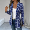 Women's Polyester 3D Effect Collar One Button Long Sleeve Cardigan with Pocket Office Style in Blue Red Gray