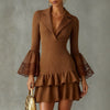Women's Slim Fit Pullover Polyester Blend Solid Color Collar Long Sleeve Waist-Cinching Blazer for Casual Wear