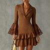 Women's Slim Fit Pullover Polyester Blend Solid Color Collar Long Sleeve Waist-Cinching Blazer for Casual Wear