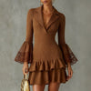 Women's Slim Fit Pullover Polyester Blend Solid Color Collar Long Sleeve Waist-Cinching Blazer for Casual Wear