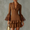 Women's Slim Fit Pullover Polyester Blend Solid Color Collar Long Sleeve Waist-Cinching Blazer for Casual Wear