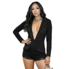 Women's Sexy V Neck Long Sleeve Solid Color Casual Blazer with Lace Trim for Night Out in Black Brown