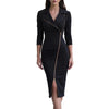 Women's Slim Fit Polyester Suit Collar Long Sleeve Zipper Dress for Office Work Banquet in White Black Pink