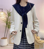 Women's Polyester Solid Color V-Neck Long Sleeve Office Style Cropped Jacket with Casual Chic Look for Daily Wear