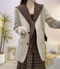 Women's Polyester Solid Color V-Neck Long Sleeve Office Style Cropped Jacket with Casual Chic Look for Daily Wear