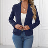 Women's One Button Polyester Solid Color Suit Collar Long Sleeve Blazer with British Style for Casual Work in Red Pink Black