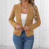 Women's One Button Polyester Solid Color Suit Collar Long Sleeve Blazer with British Style for Casual Work in Red Pink Black