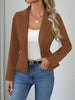 Women's One Button Polyester Solid Color Suit Collar Long Sleeve Blazer with British Style for Casual Work in Red Pink Black
