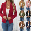 Women's One Button Polyester Solid Color Suit Collar Long Sleeve Blazer with British Style for Casual Work in Red Pink Black