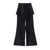 Women's Solid Color Polyester Casual Irregular Flared Pants with High Waist Ruffle Detail for Everyday Wear