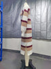 Women's Striped Sweater Dress, Polo Collar, Long Sleeves and Side Slit