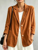 Women's Corduroy-Style Blazer, Notched Lapels, Two-Button Front and Patch Pockets