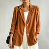 Women's Corduroy-Style Blazer, Notched Lapels, Two-Button Front and Patch Pockets