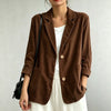 Women's Corduroy-Style Blazer, Notched Lapels, Two-Button Front and Patch Pockets