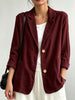 Women's Corduroy-Style Blazer, Notched Lapels, Two-Button Front and Patch Pockets