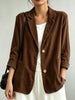 Women's Corduroy-Style Blazer, Notched Lapels, Two-Button Front and Patch Pockets